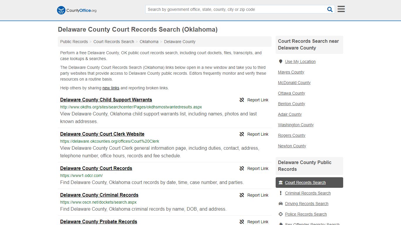 Delaware County Court Records Search (Oklahoma) - County Office