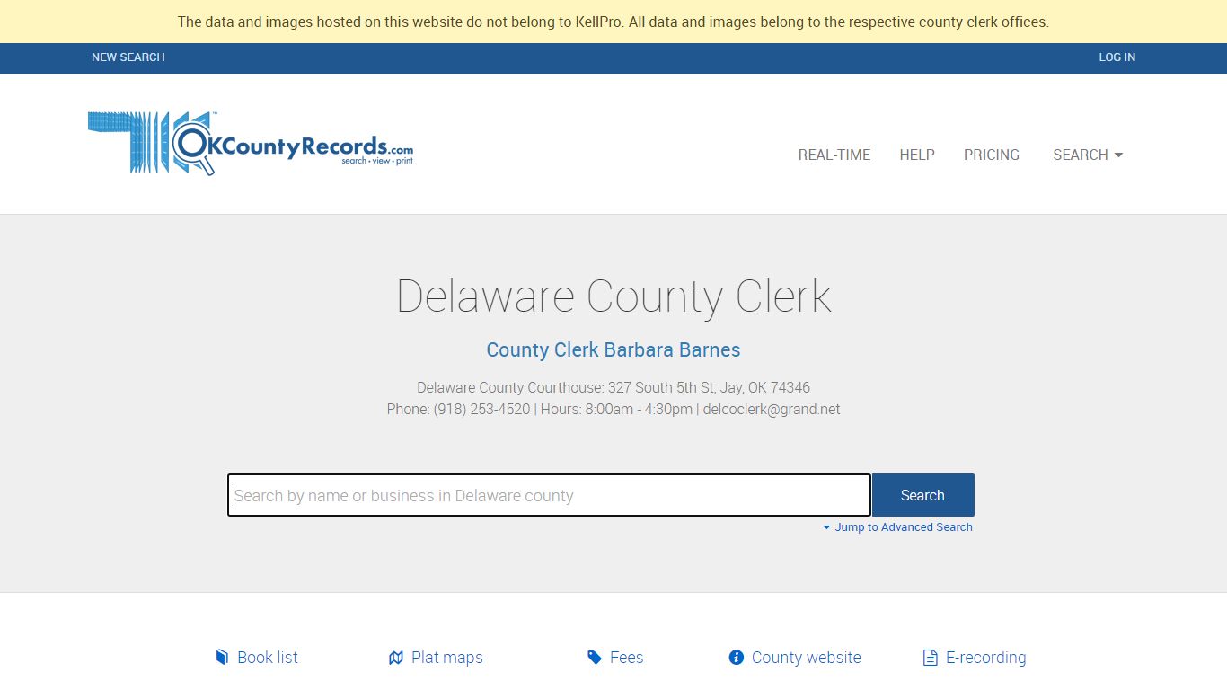 Delaware County - County Clerk Public Land Records for Oklahoma