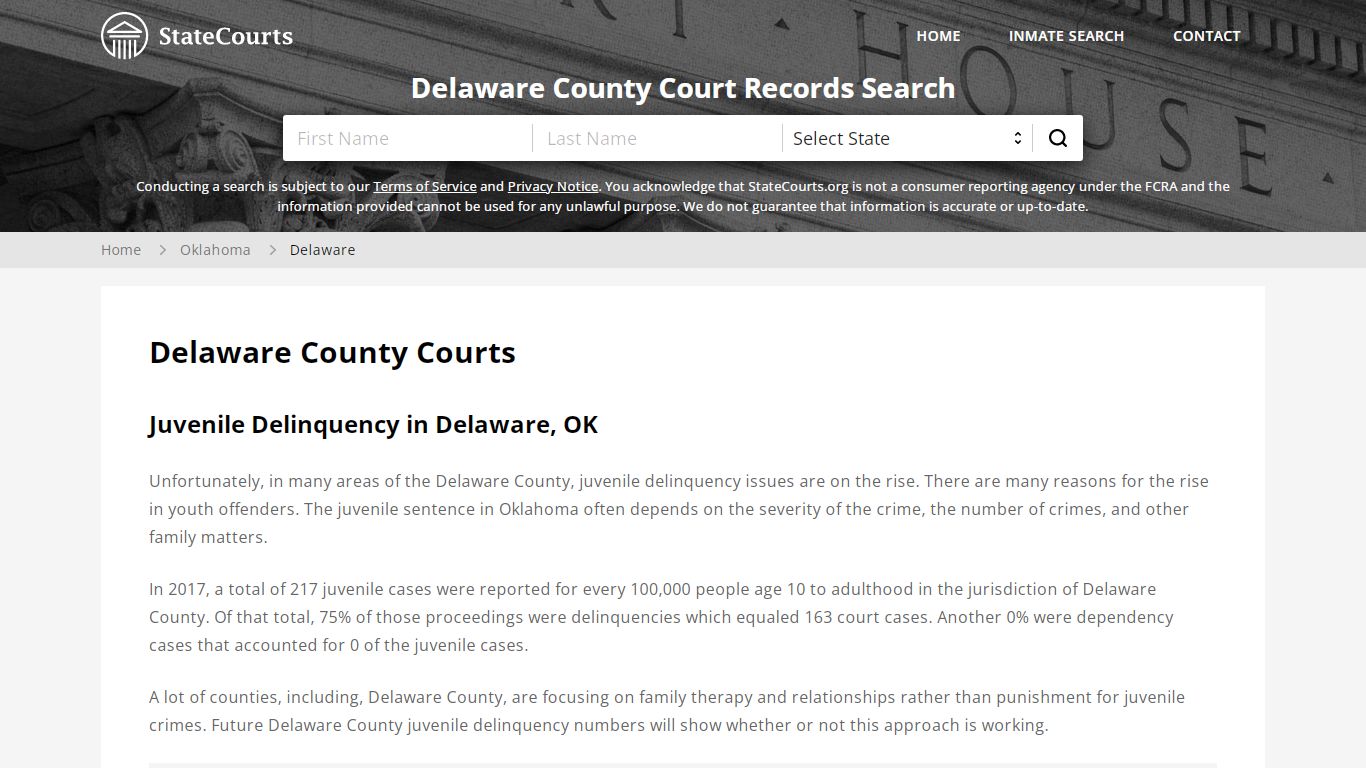 Delaware County, OK Courts - Records & Cases - StateCourts