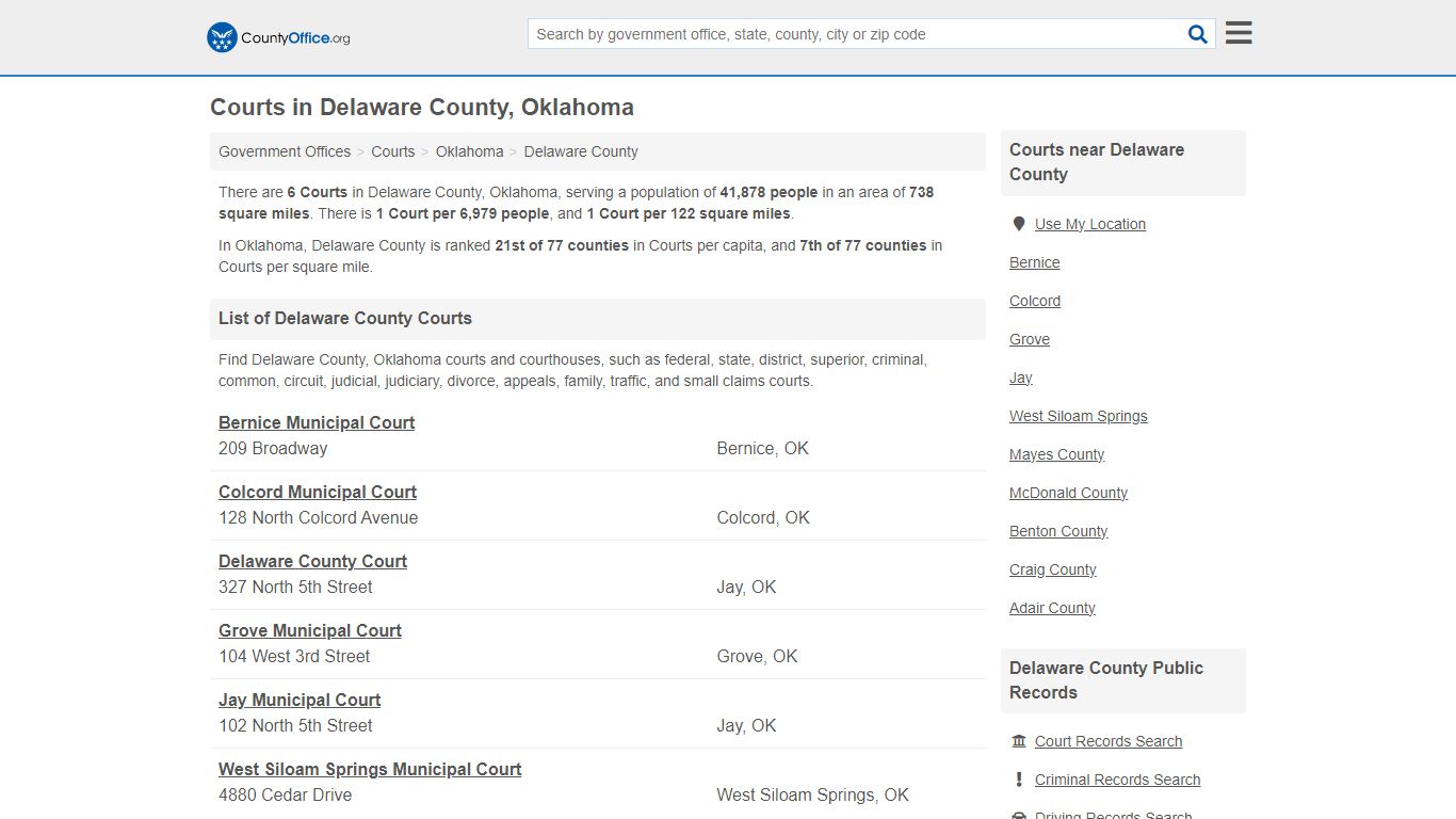 Courts - Delaware County, OK (Court Records & Calendars)